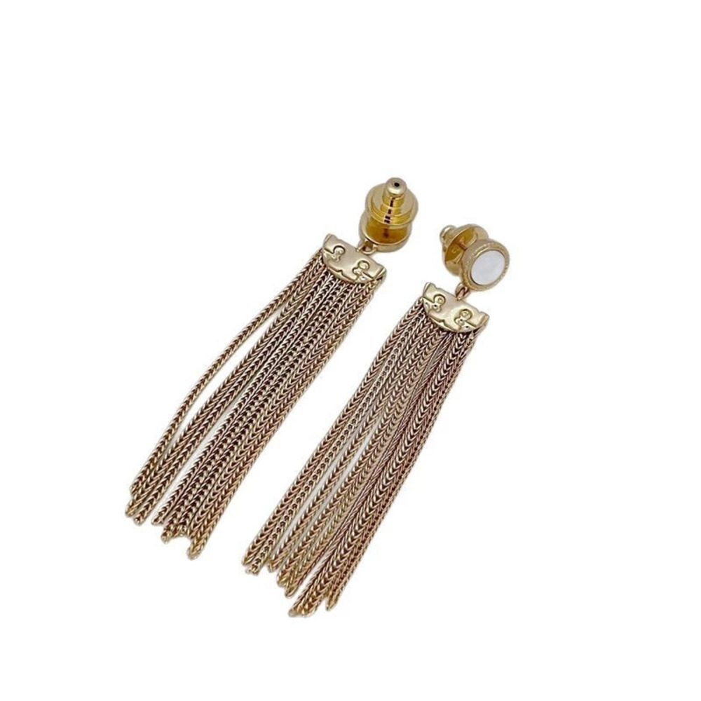 Tory Burch Gold Plated Double Chain Tassel Earrings Red Carpet
